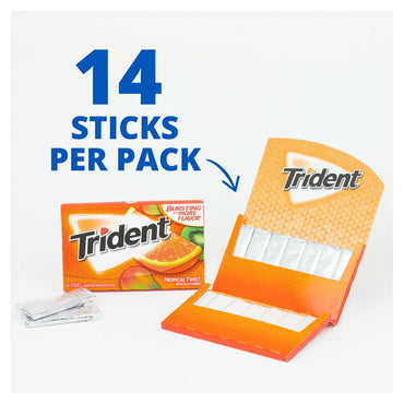 Trident Tropical Twist Sugar Free Gum, 14 Ct