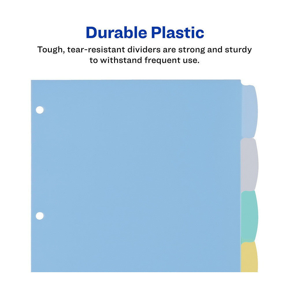 Avery Write & Erase Plastic Divider, Assorted, Big Tab, 5-Tab, 1 Set