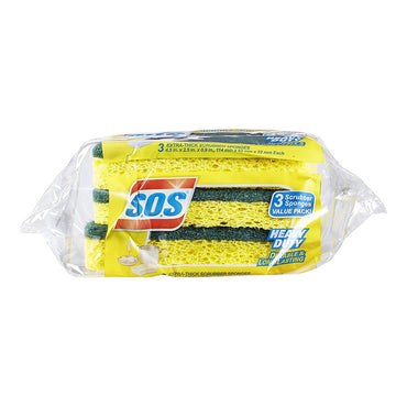 S.O.S Heavy Duty Durable and Long-Lasting Scrubber Sponge, 3 Ea