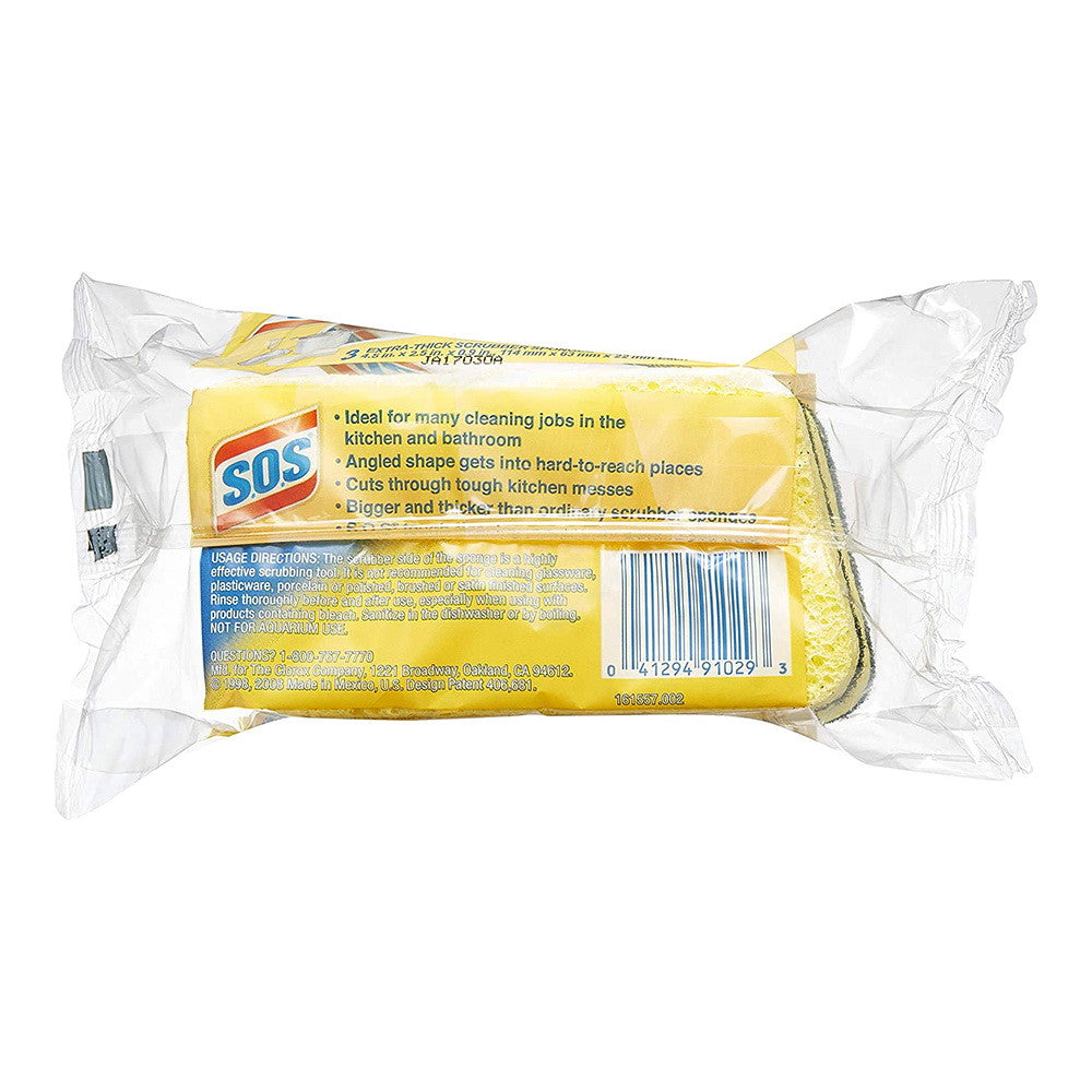 S.O.S Heavy Duty Durable and Long-Lasting Scrubber Sponge, 3 Ea