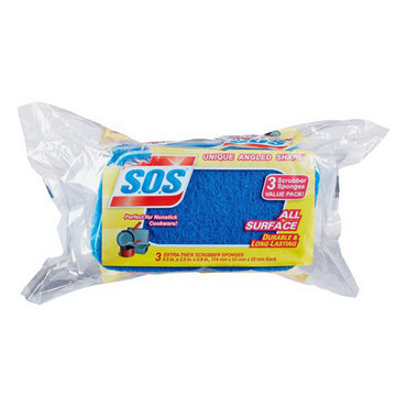 S.O.S All Surface Scrubber Sponge, 3 Ea