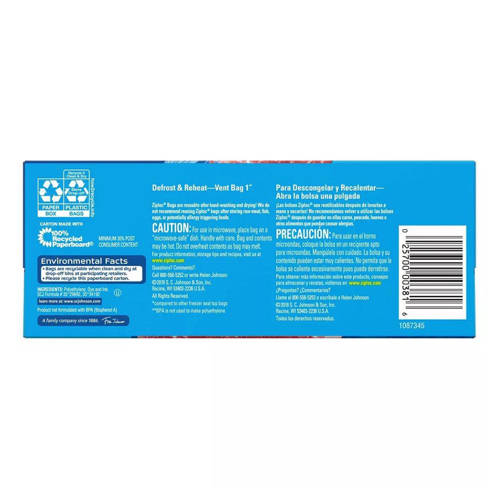 Ziploc Freezer Quart Bags with Grip 'n Seal Technology - 38 Ea