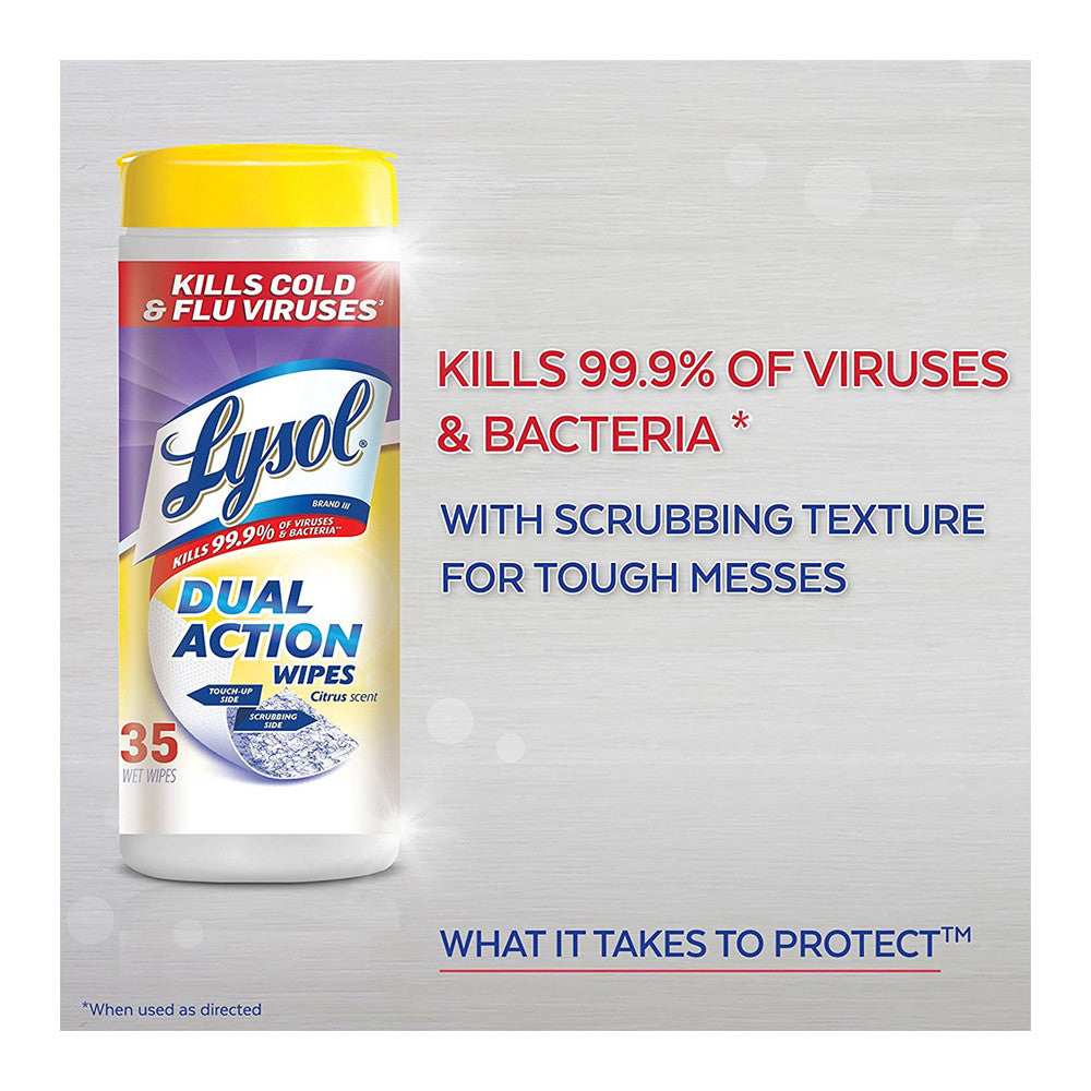 Lysol Dual Action Disinfecting Wipes, Citrus, 75 Ea