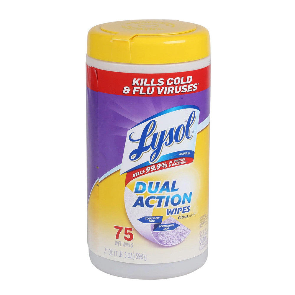 Lysol Dual Action Disinfecting Wipes, Citrus, 75 Ea