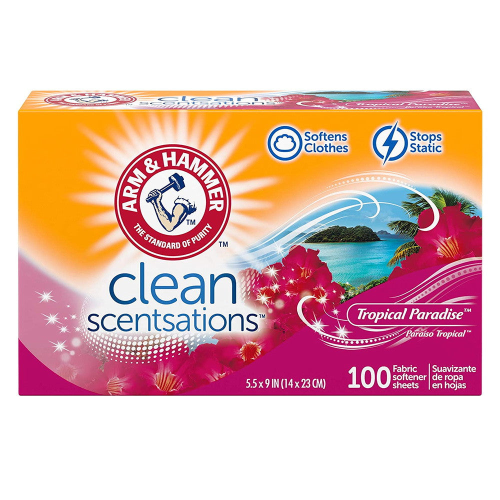 Arm & Hammer Fabric Softener Sheets, Stops Static, Tropical Paradise, 100 Ea
