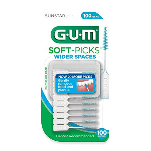 Gum Soft Picks For Wider Spaces by Sunstar, On The Go Case, 100 Ea
