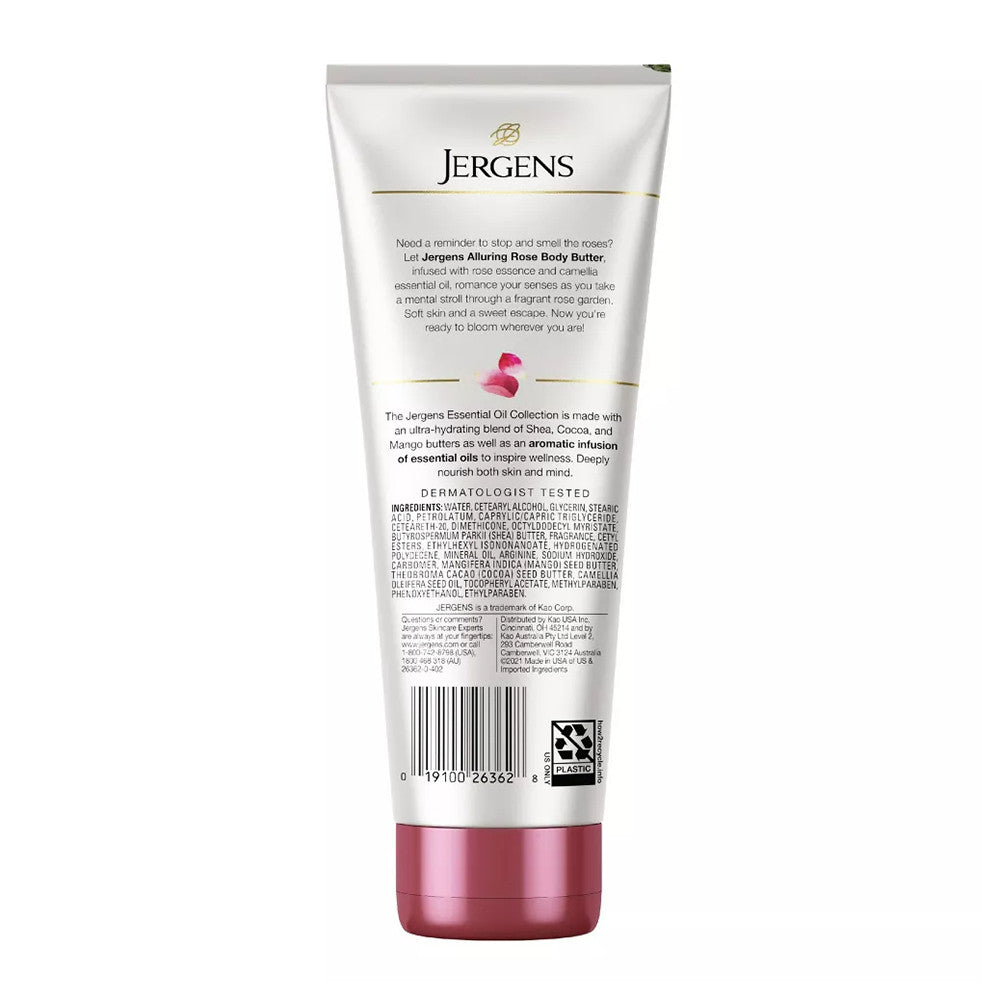 Jergens Hand and Body Lotion, Rose Body Butter Lotion with Camellia Essential Oil, 7 Oz