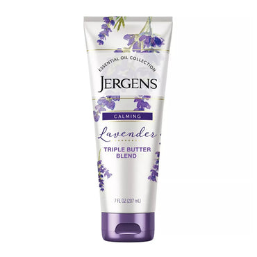 Jergens Hand and Body Lotion, Lavender Body Butter Moisturizing Lotion with Essential Oil, 7 Oz