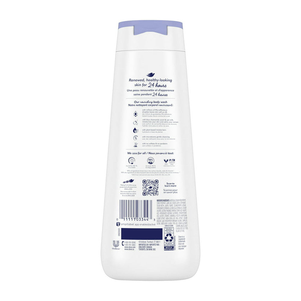 Dove Anti Stress Moisturizing Liquid Body Wash Blue Chamomile and Oat Milk, 20 Oz