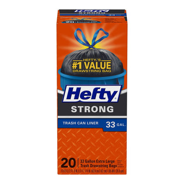 Hefty Strong Extra Large Trash Bags, 33 Gallon, 20 Ct