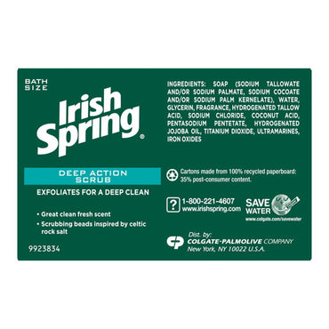 Irish Spring Clean Scrub Deodorant Soap, 3.75 Oz, 3 Ea
