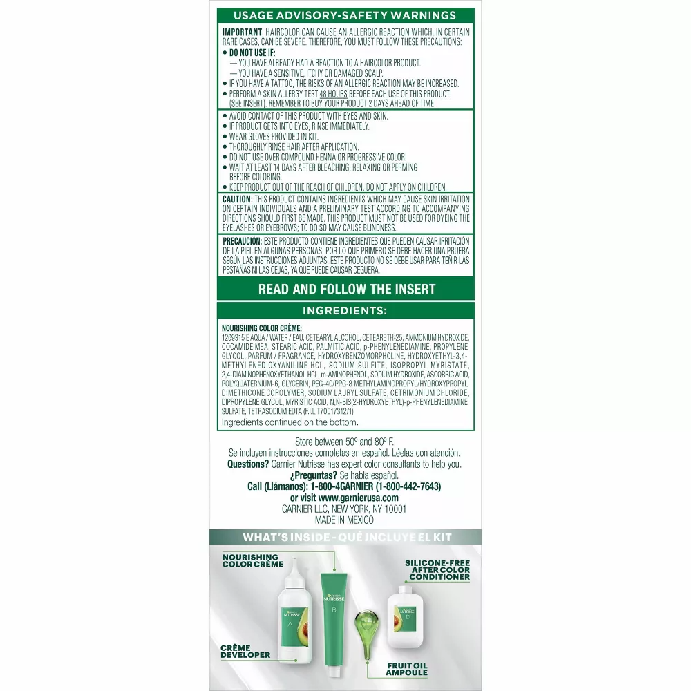 Garnier Nutrisse Nourishing Color Creme, 11 Blackest Black, 1 Kit