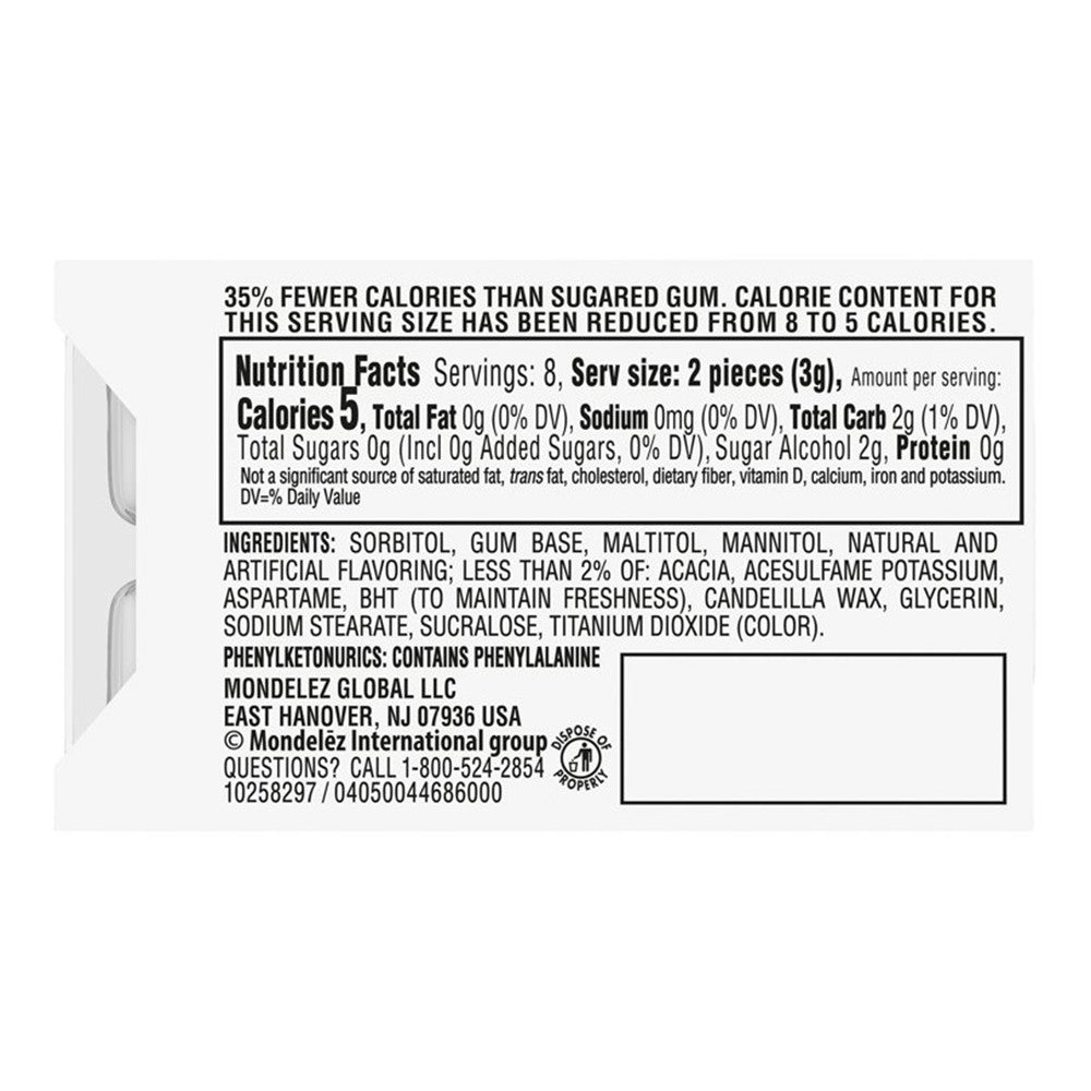 Trident White Peppermint Sugar Free Gum, 16 Ct