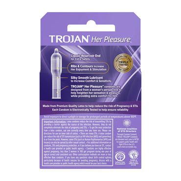Trojan Her Pleasure Sensations Premium Lubricant Latex Condoms - 3 Ea