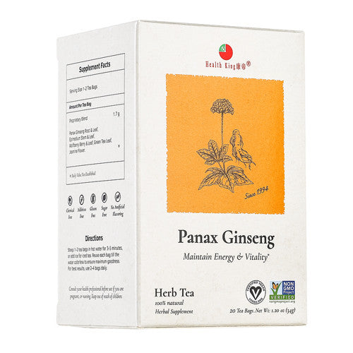 Health King Medicinal Teas Panax Ginseng Herb Tea Bags, 20 Ea