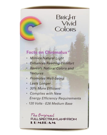 Chromalux Standard Full Spectrum 60 Watt Bulb Clear Lamp Natural Balanced Light, 1 Ea