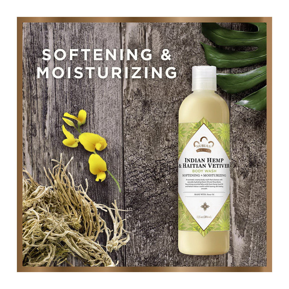 Nubian Heritage Indian Hemp And Haitian Vetiver Body Wash, 13 Oz