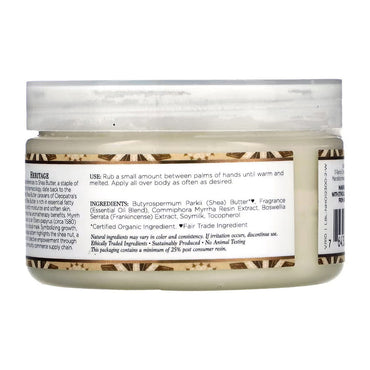 Nubian Heritage Raw Shea Butter Infused With Frankincense And Myrrh, 4 Oz