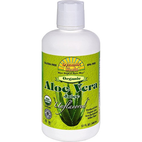 Dynamic Health Certified Organic Aloe Vera Juice Unflavored, 32 Oz