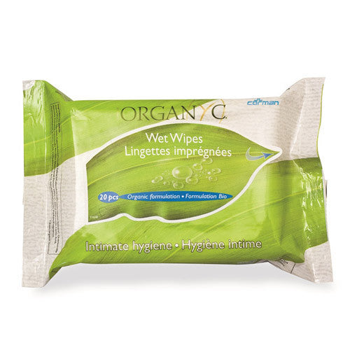 Organyc Intimate Hygiene Organic Formulation Wet Wipes, 20 Ea