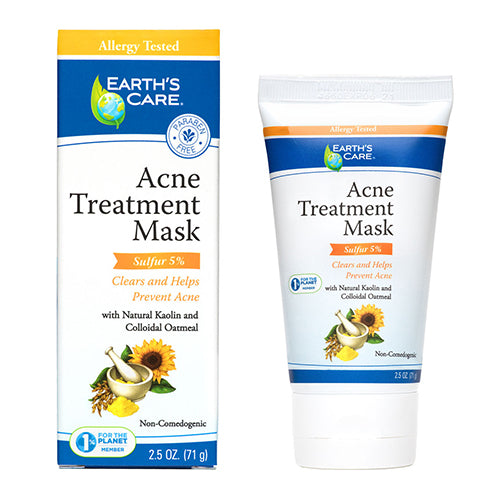 Earths Care Acne Treatment Mask for Clarifying and Calming Acne Prone Skin 2.5Oz (71g)