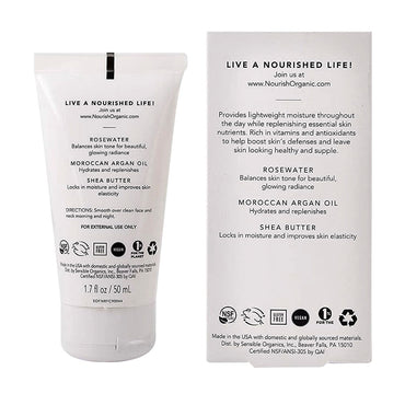 Nourish Organic Lightweight Moisturizing Face Lotion, Argan + Rosewater, 1.7 oz