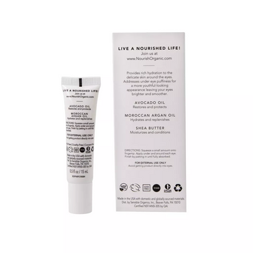 Nourish Organic Renewing Plus Cooling Eye Treatment Cream, Avocado and Argan Oil, 0.5 Oz