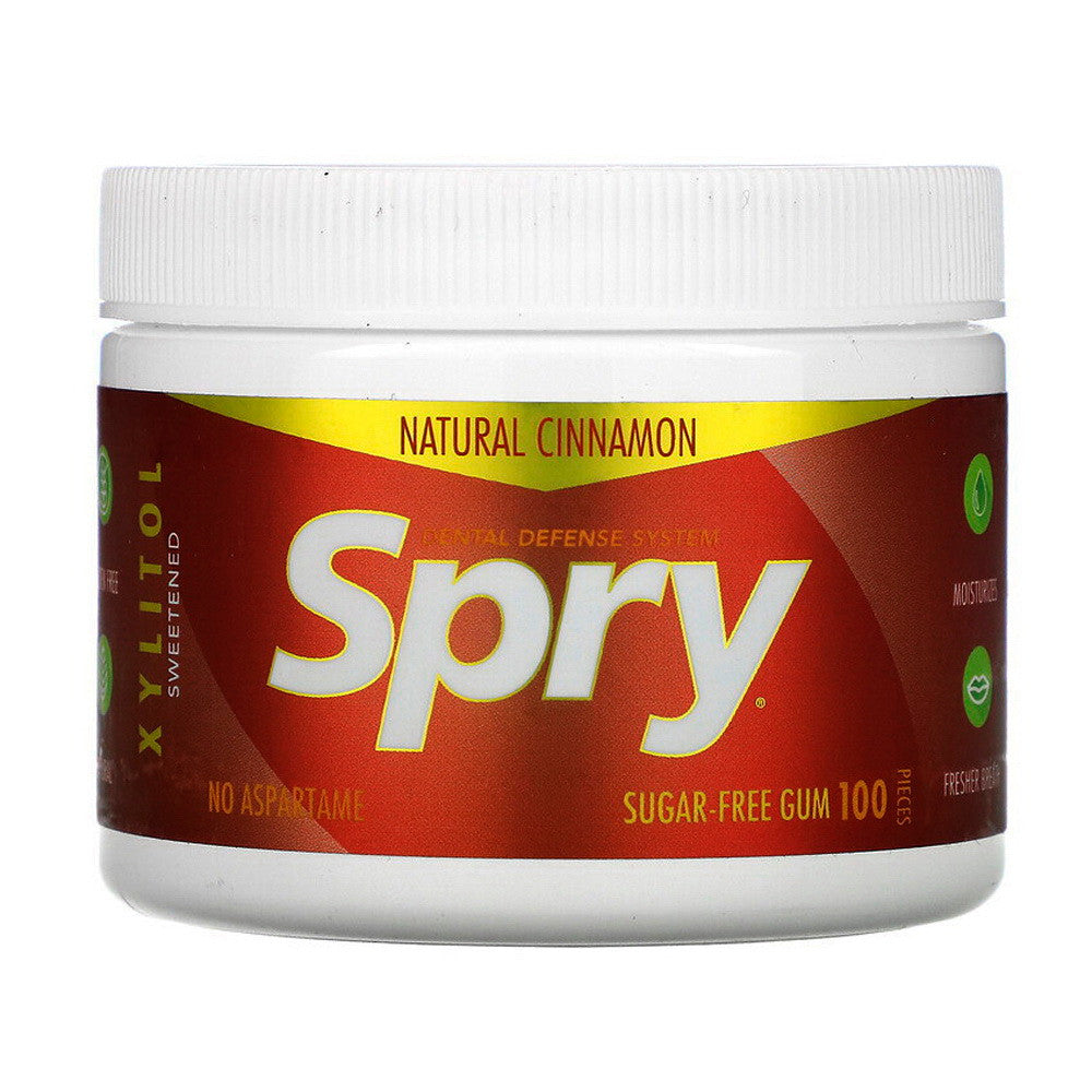 Spry Fresh Natural Xylitol Dental Defense System Natural Cinnamon Chewing Gum, 100 Ea