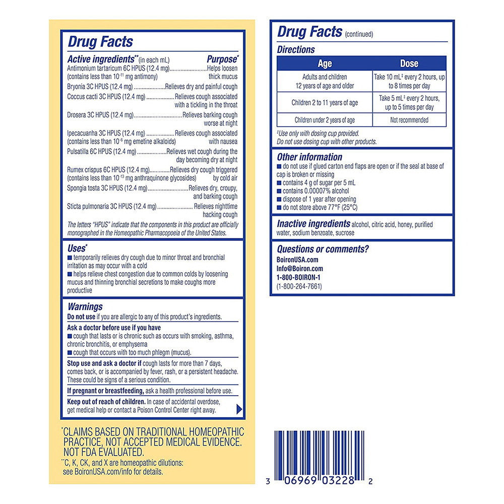 Boiron Chestal Cough And Chest Congestion, Honey for Adult, 6.7 Oz