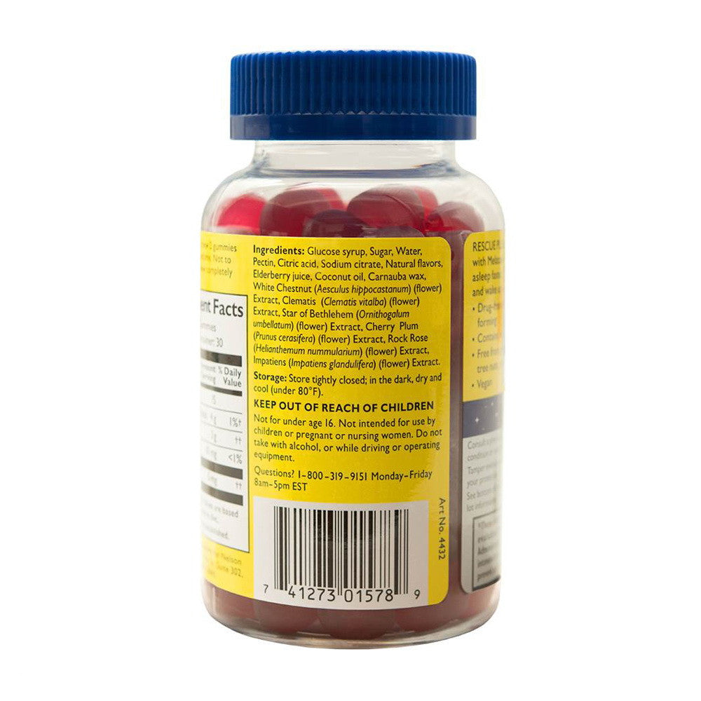 Bach Flower Remedies Rescue Plus Sleep Melatonin Gummy Strawberry 2.5 mg, 60 Ea