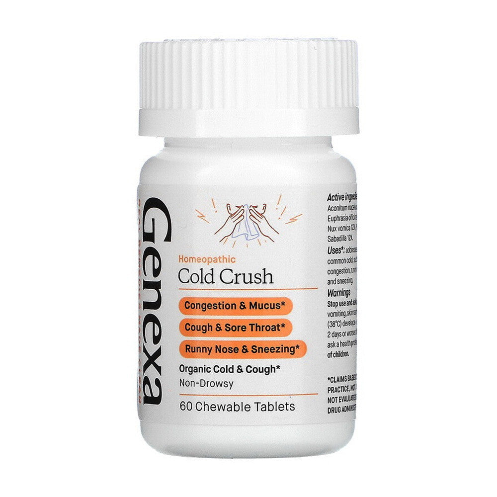 Genexa Organic Cold Crush Cold and Cough for Adult Chewable Tablets, 60 Ea