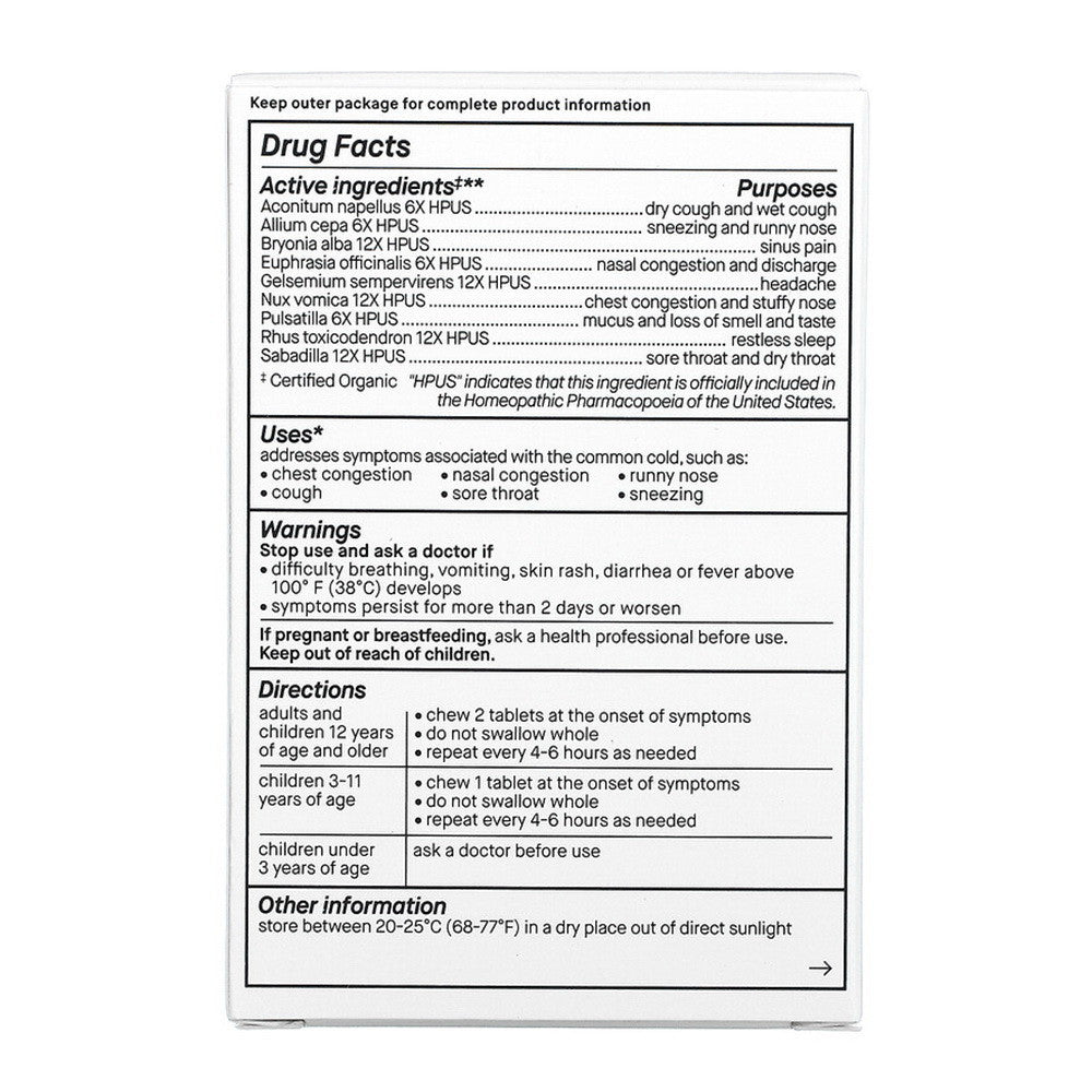 Genexa Organic Cold Crush Cold and Cough for Adult Chewable Tablets, 60 Ea