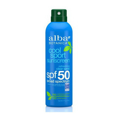 Alba Botanica Cool Sport Clear Spray Sunscreen SPF 50, 6 Oz