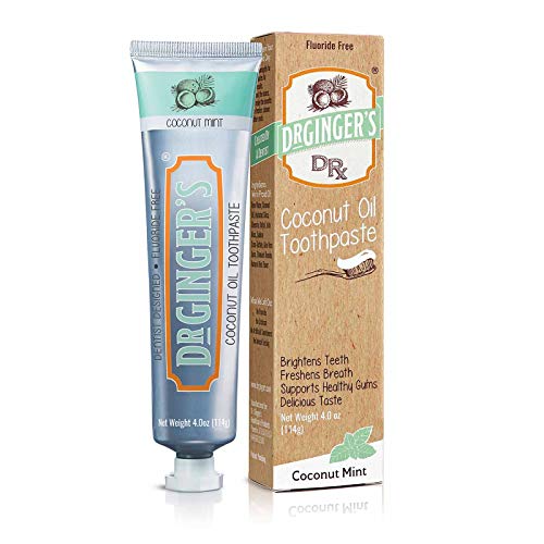 Dr Gingers Coconut Oil Toothpaste Support Healthy Gums Brightens Teeth and Freshens Breath Fluoride and Alcohol Free 4Oz (114g)