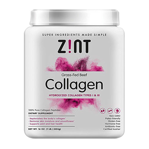 Zint Hydrolyzed Grass Fed Beef Collagen Peptides Protein Supplement Powder, 16 Oz