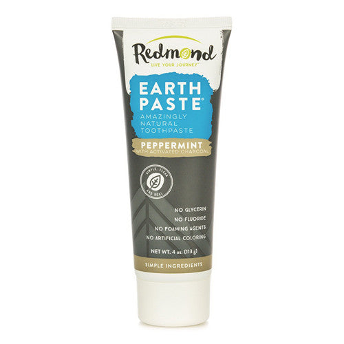 Redmond Earthpaste Natural Non Fluoride Toothpaste Peppermint Charcoal, 4 Oz