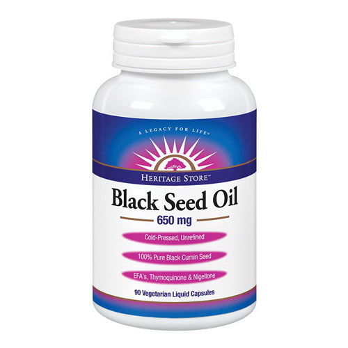 Heritage Store Black Seed Oil Vegetable Liquid Capsules, 90 Ea