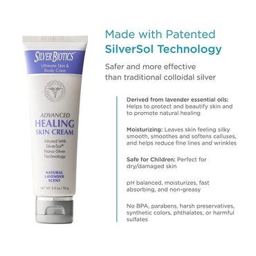 American Biotech Labs Silver Biotics Advanced Healing Skin Cream, Natural Lavender Scent, 3.4 Oz