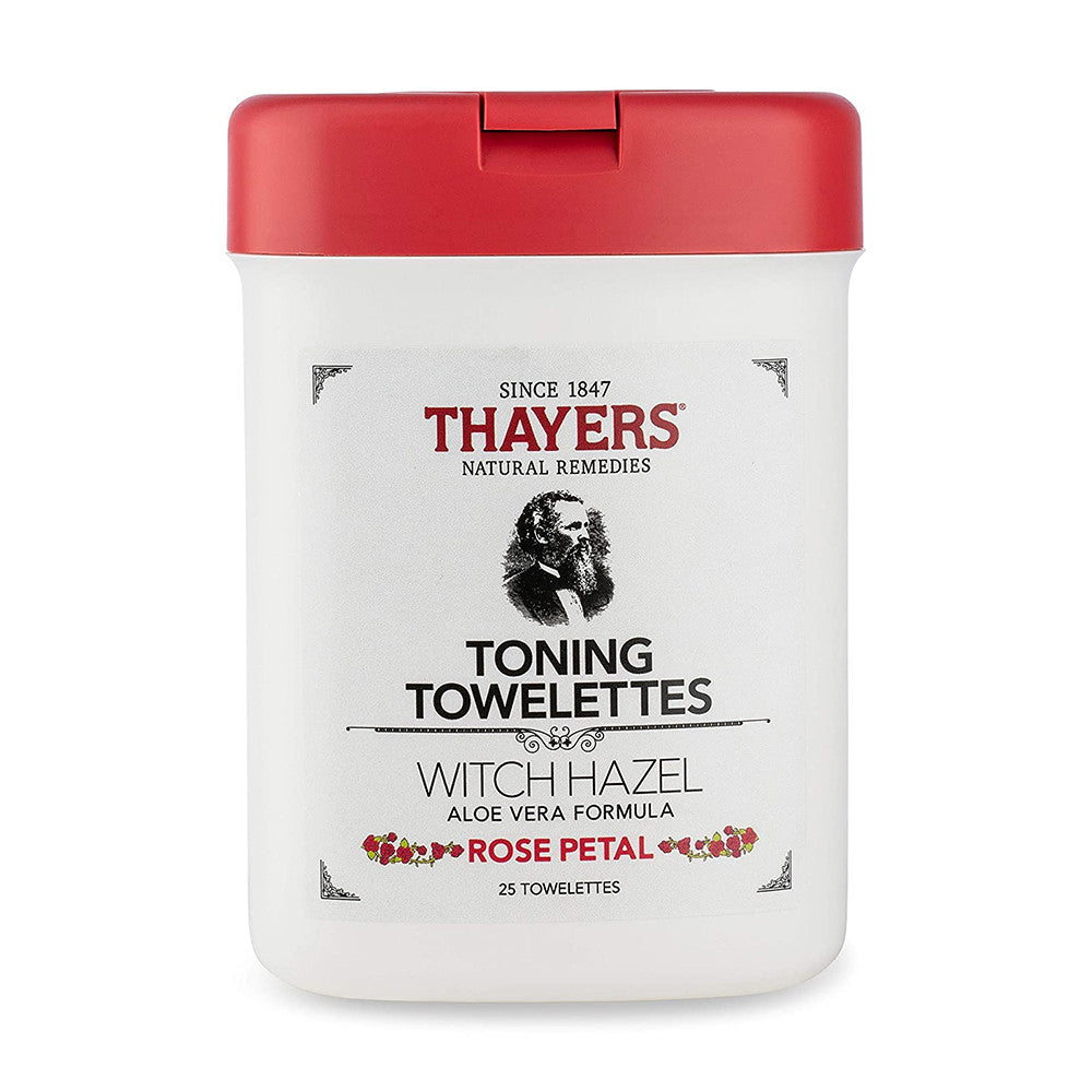 Thayers Natural Remedies Toning Towelettes Witch Hazel Formula Rose Petal, 25 Ea