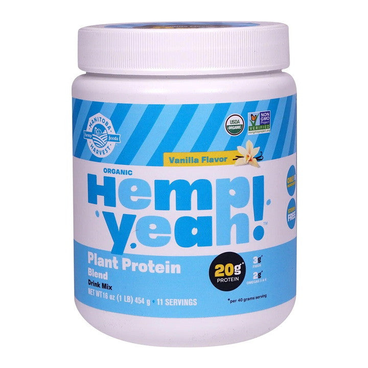 Manitoba Harvest Hemp Yeah Organic Plant based Protein Powder, Vanilla Flavor, 16 Oz
