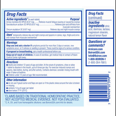 Boiron Arnicare Leg Cramps Relief Homeopathic Medicine Tablets, 33 Ea