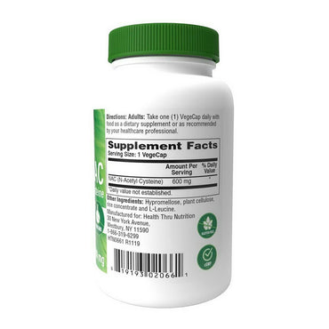 Health Thru Nutrition NAC NAcetyl Cysteine Vege Capsules, 60 Ea