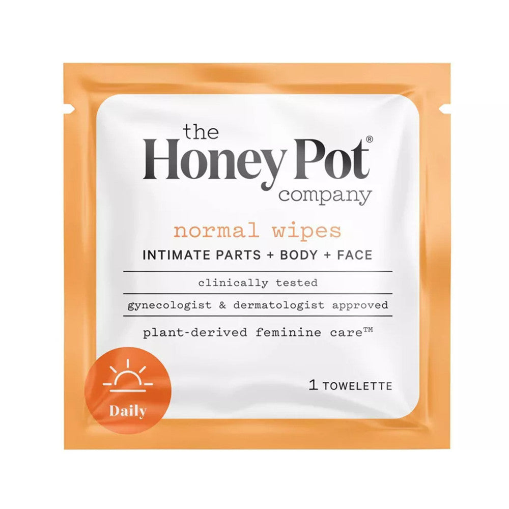 The Honey Pot Company Normal Travel Wipes for Face and Body, 15 Wipes