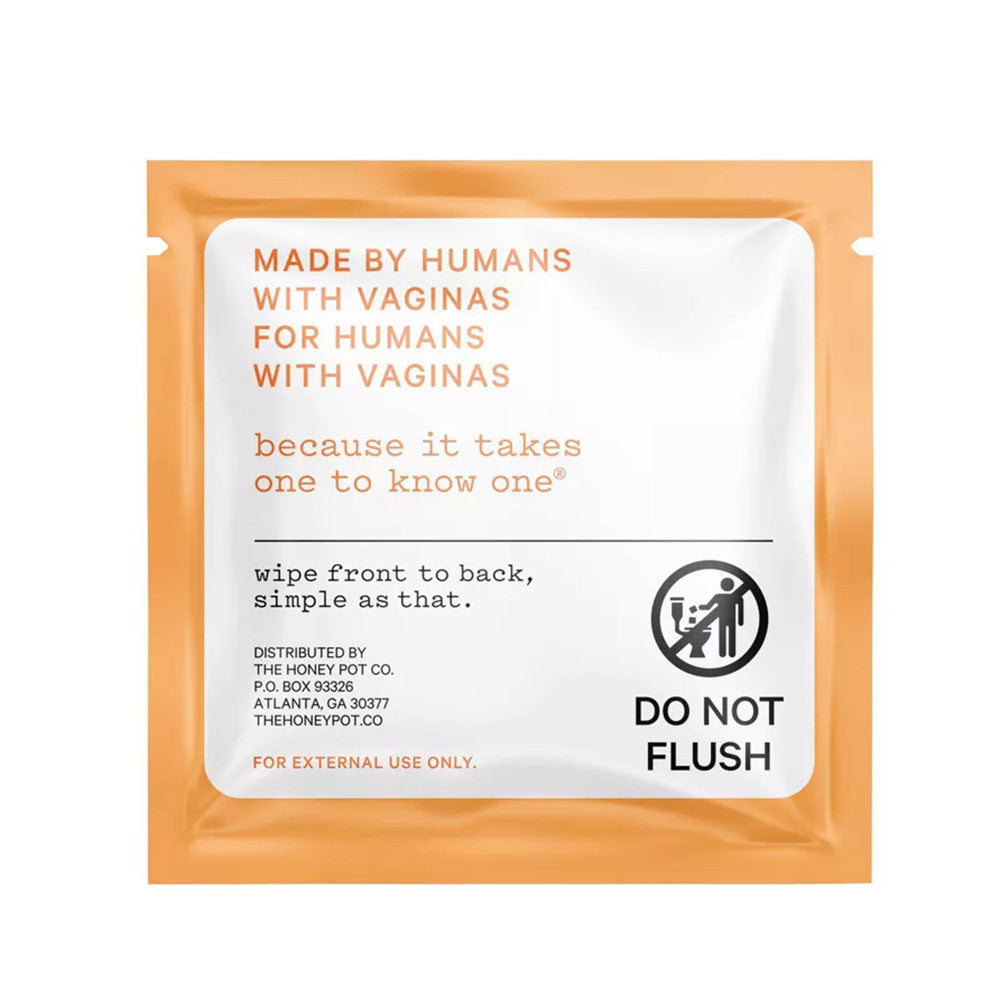 The Honey Pot Company Normal Travel Wipes for Face and Body, 15 Wipes