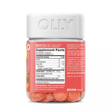 Olly Probiotic and Prebiotic Gummies, Peachy Peach, 30 Ea