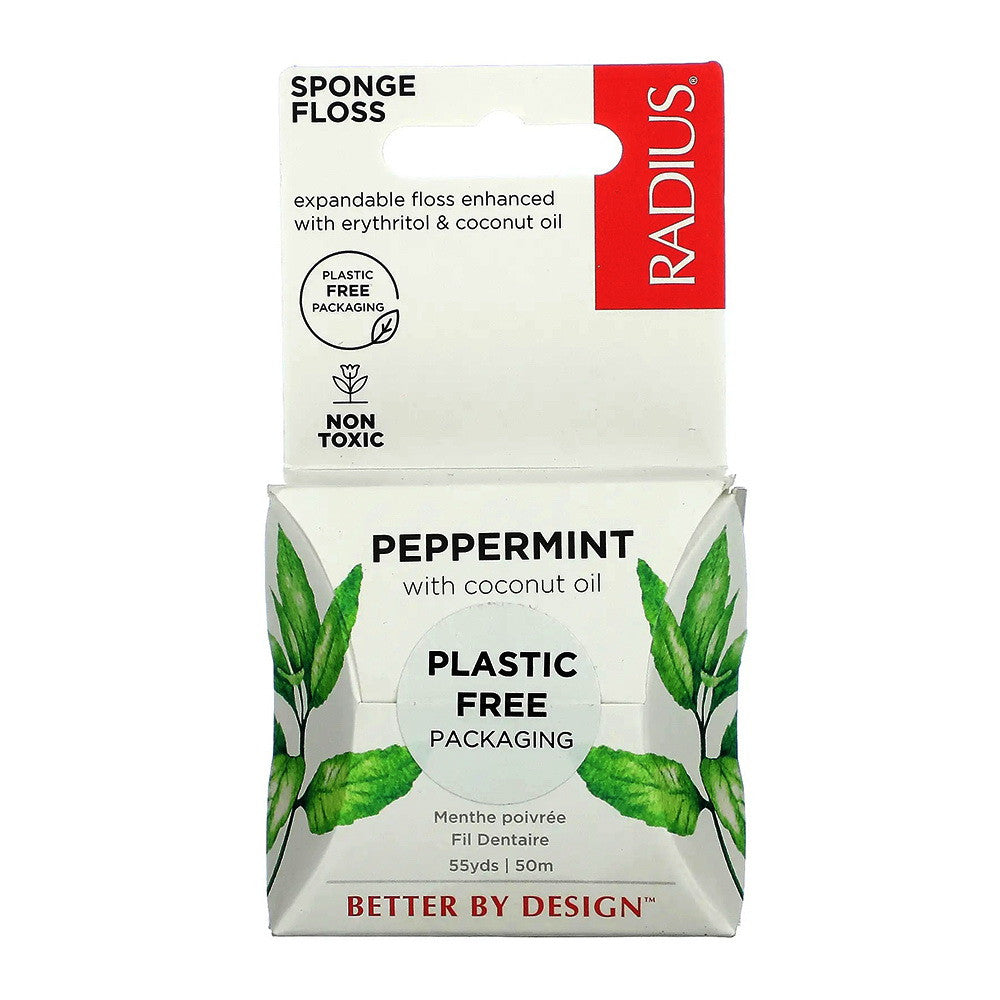 Radius Sponge Floss, Peppermint with Coconut Oil, 55 Yards