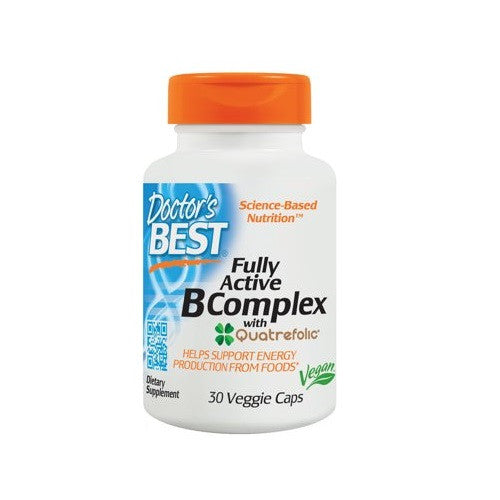 Doctors Best Fully Active B Complex with Quatrefoilc Veggie Capsules, 30 Ea