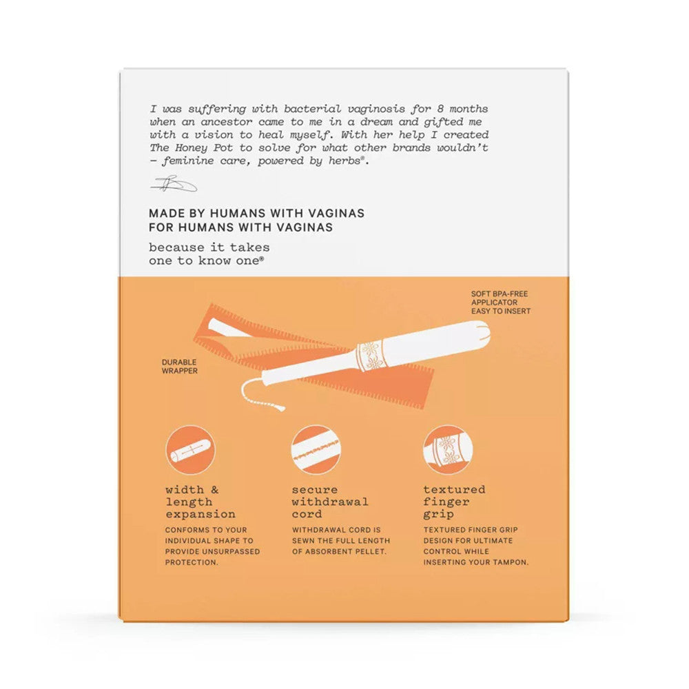 The Honey Pot Company Duo Pack Organic Bio Plastic Applicator Tampon 9 Reg 9 Super, 1 Ea