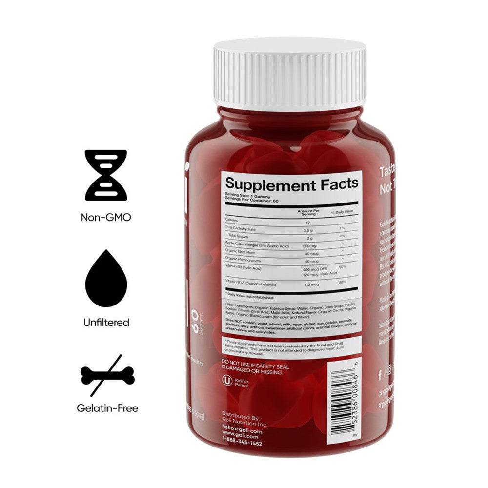 Goli Nutrition Apple Cider Vinegar Gummies, 60 Ea