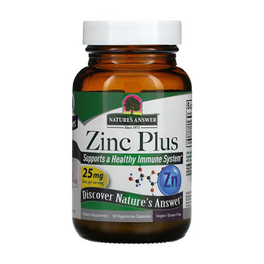 Natures Answer Zinc Plus, 25 mg Vegetarian Capsules, 60 Ea